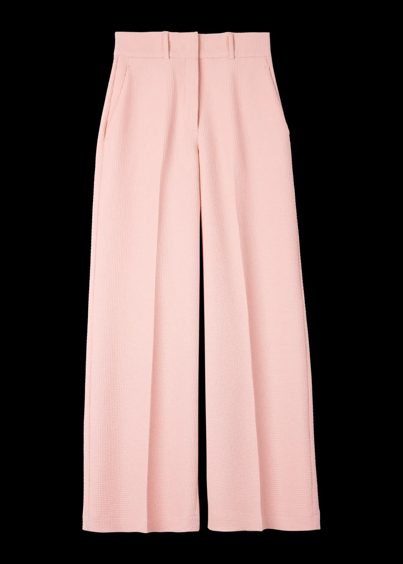 Vanilia Wafel Structuur Pantalon Coral Blush Fashion