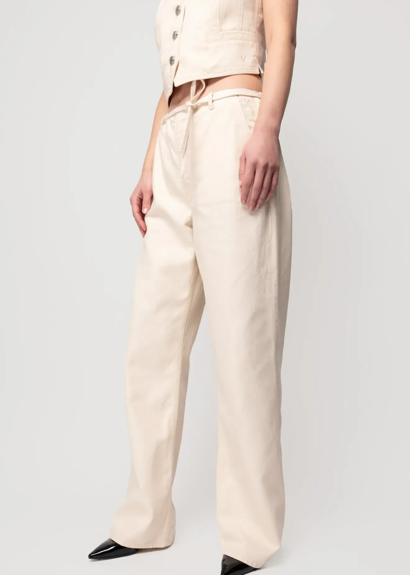 Vanilia Wide Leg Jeans Ecru Hot