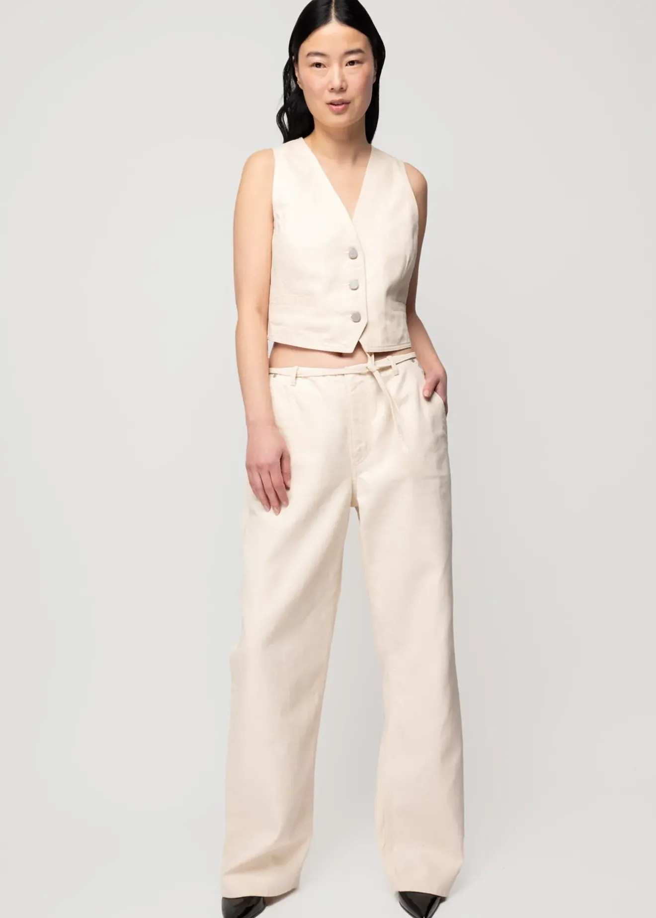 Vanilia Wide Leg Jeans Ecru Hot
