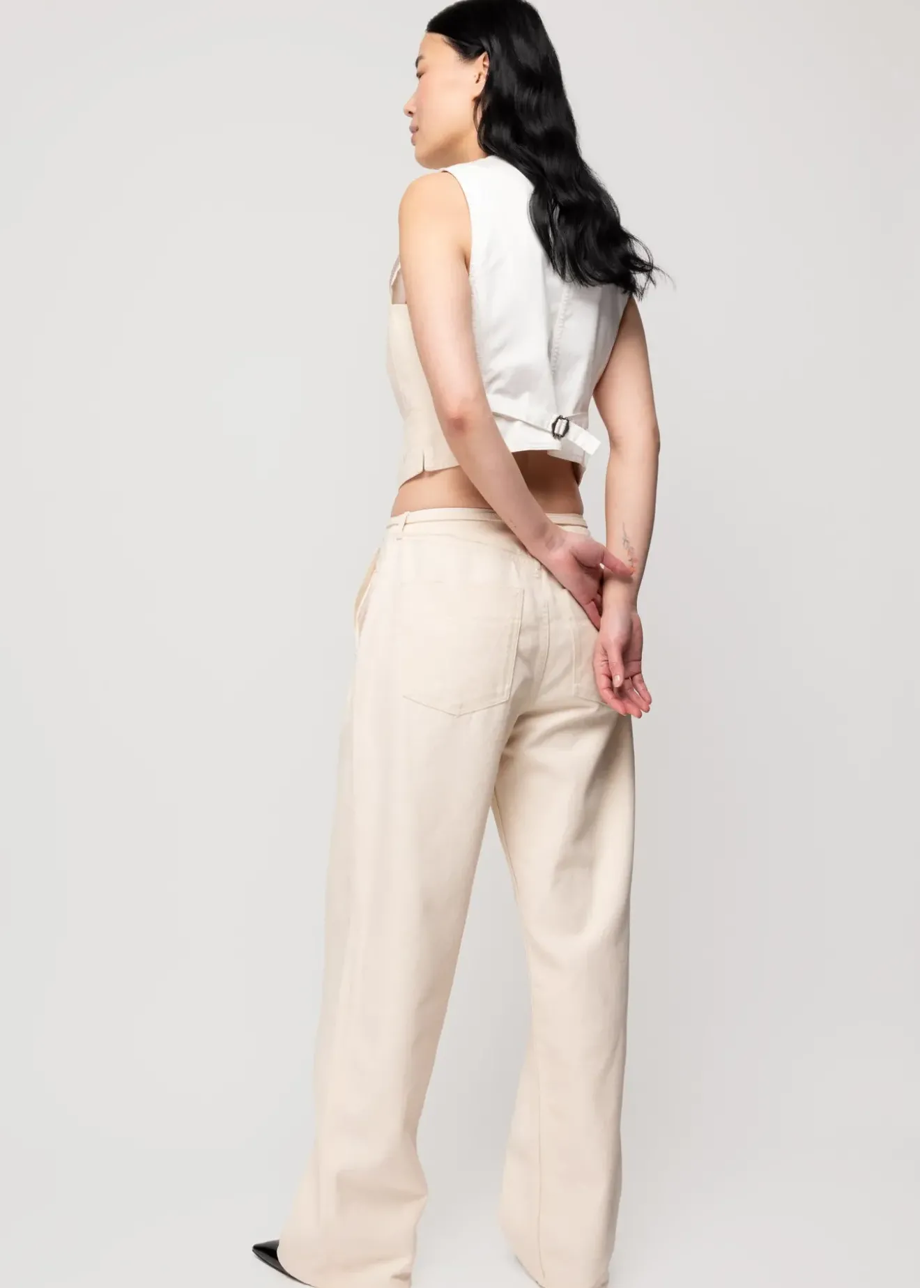 Vanilia Wide Leg Jeans Ecru Hot